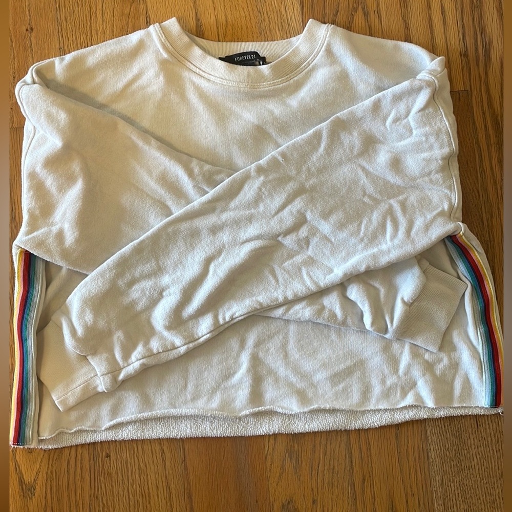 Forever 21 cropped long sleeve sweatshirt | with rainbow stripes